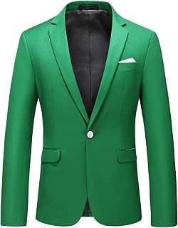Men's Jacket Slim Fit Casual Blazer One Button Notched Lapel Turn-Down Collar Suit Jacket Blazer
