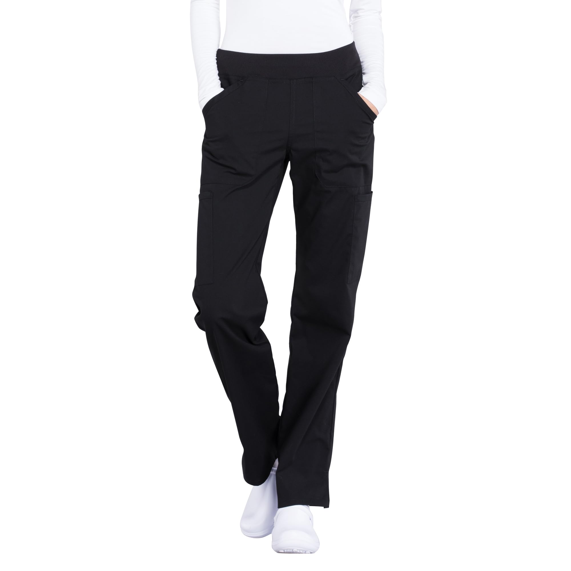 Cherokee Women's Scrub Pants Mid Rise Straight Leg Pull-on Cargo Pant with 6 Poc