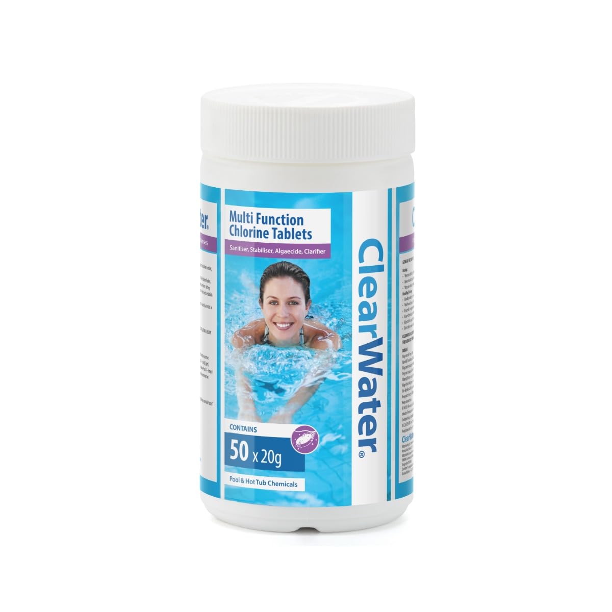 Clearwater 4-in-1 Chlorine Tablets for Hot Tub, Spa & Pool, 1kg 50 x 20g | Multi