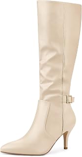 Allegra K Womens Pointed Toe Stiletto Heel Knee High Boots