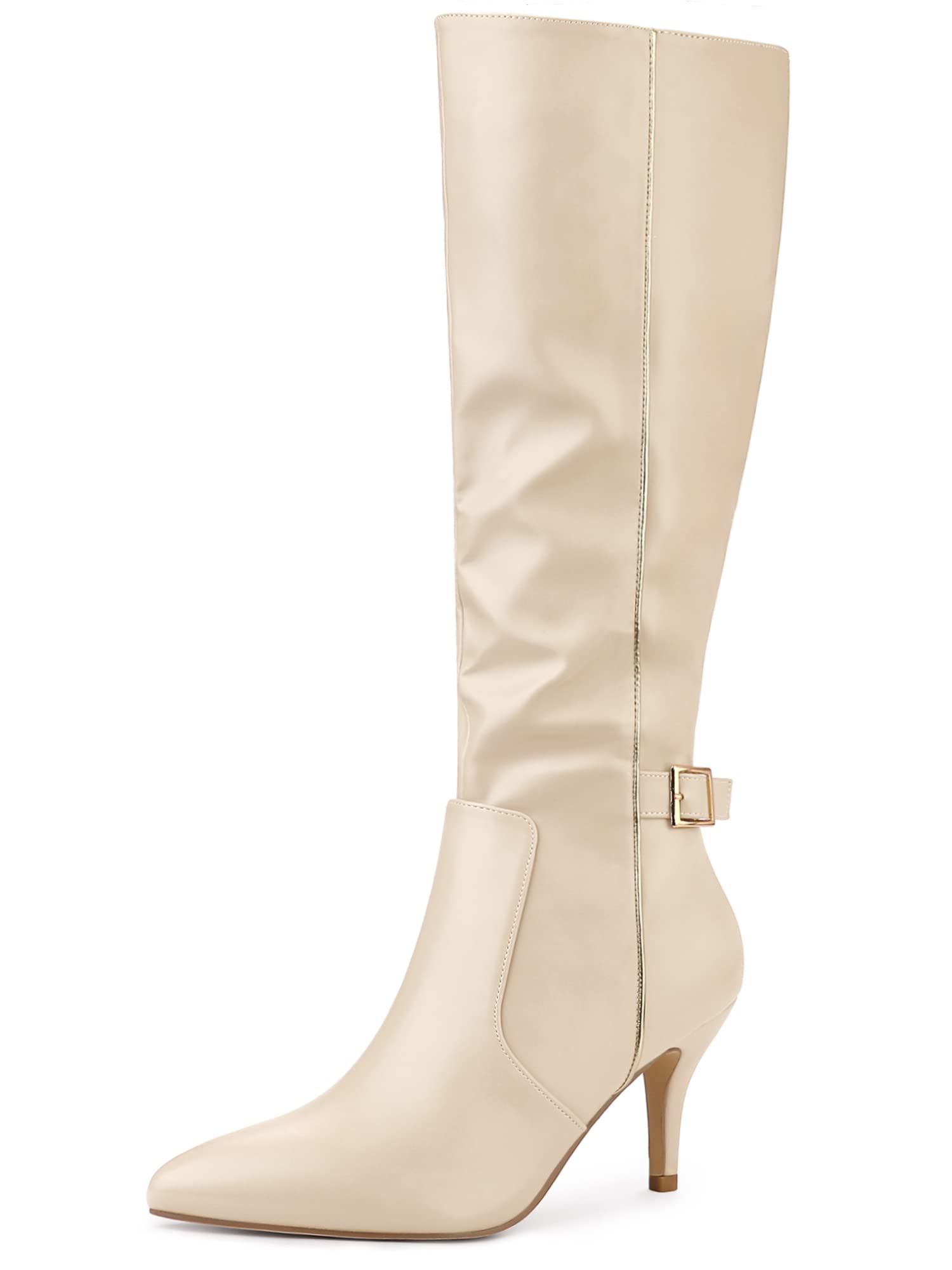 Allegra K Womens Pointed Toe Stiletto Heel Knee High Boots