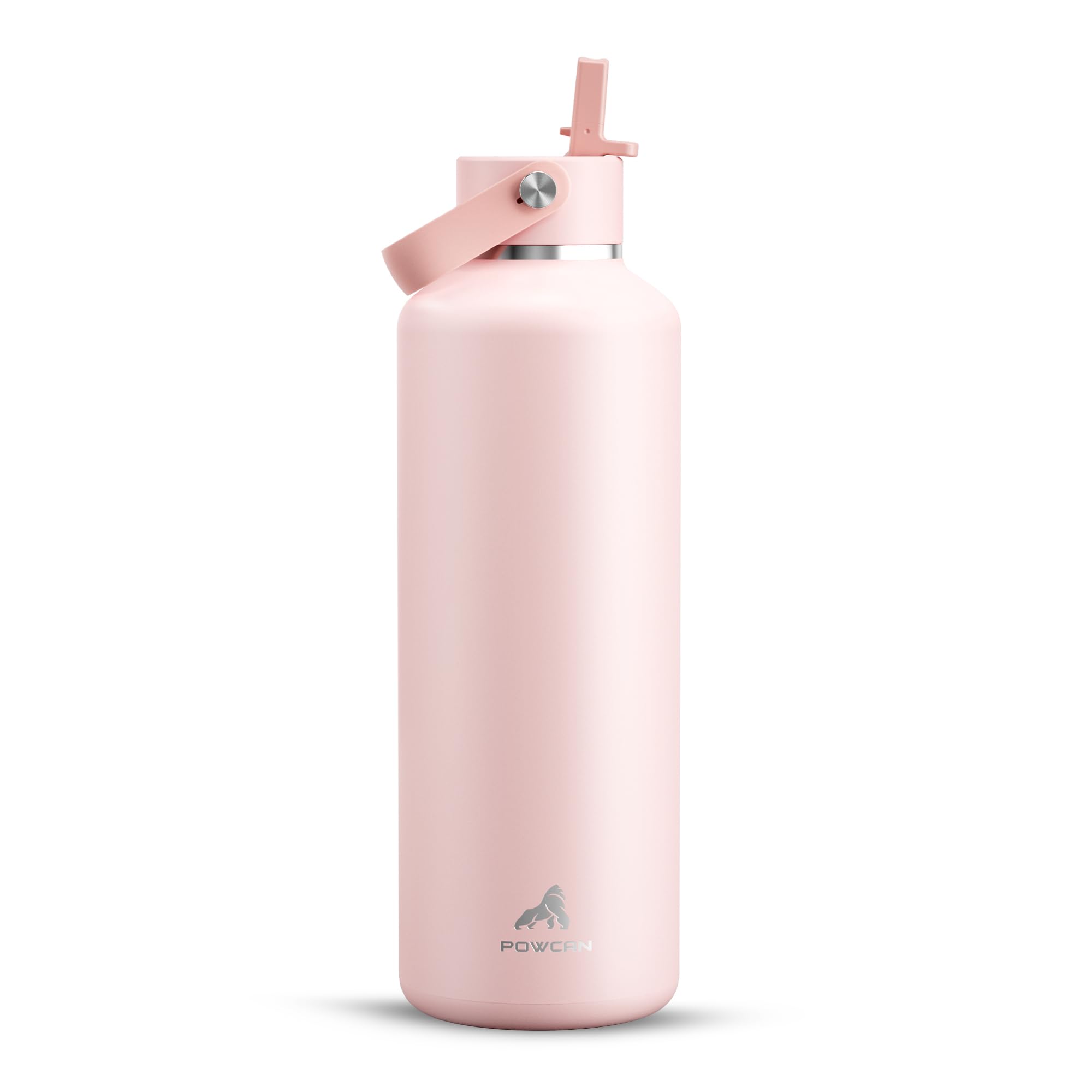 POWCAN 32 oz Insulated Water Bottle: Leakproof, Lid with Flip Straw, Cold for 24