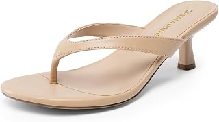 DREAM PAIRS Tongs à talon bas avec lanière, chaussures d'été élégantes à enfiler pour femme