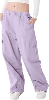 Rolanko Girls Wide Leg Cargo Pants Streetwear Kids Trousers With Pockets Fashion Jogging Pants 4-14 Years