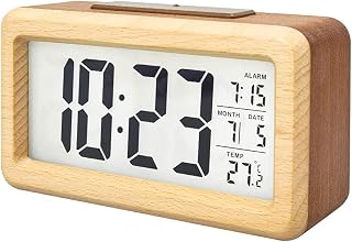 everwood Wooden Digital Battery Operated Alarm Clocks for Bedrooms