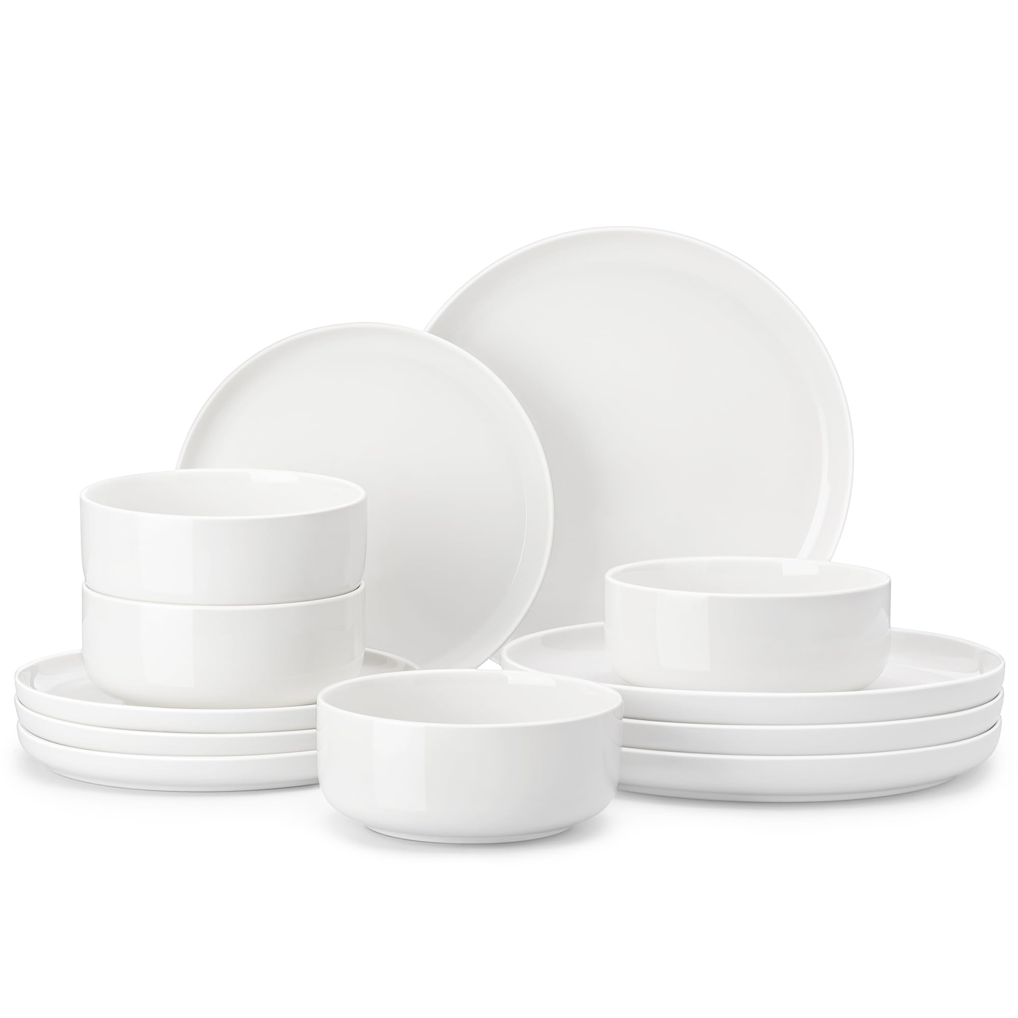 MALACASA Plates and Bowls Sets, 12 Pieces Porcelain Dinnerware Sets Dishware Set
