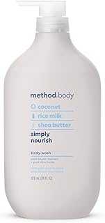 method Body Wash, Simply Nourish, 28 fl oz | Soothing Formula, Leaves Skin Feeling Soft & Moisturized, Made Without Parabens, Notes of Coconut, Rice Milk & Shea Butter