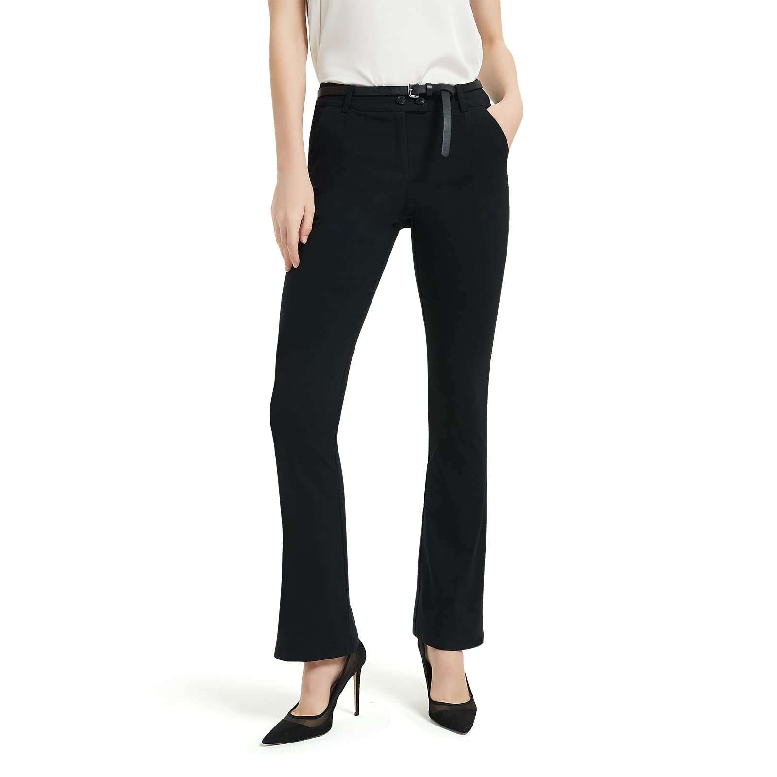 Womens Black Flare Pants High Waisted Bootcut Dress Pants for Women Work Office 