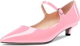 Aachcol Women's Mary Jane Kitten Low Heel Pumps Pointed Toe Slip-on Dress Shoes Party Wedding Office 3.5CM