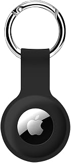 COLORCORAL AirTag Holder Case- Silicone Case for AirTag Keyring Apple 2&1 | Air Tag Case for Keys, Bags, Luggage, Pet Collars Anti- Lost and Scratch-Resistant Design for Apple Air Tags(Black)