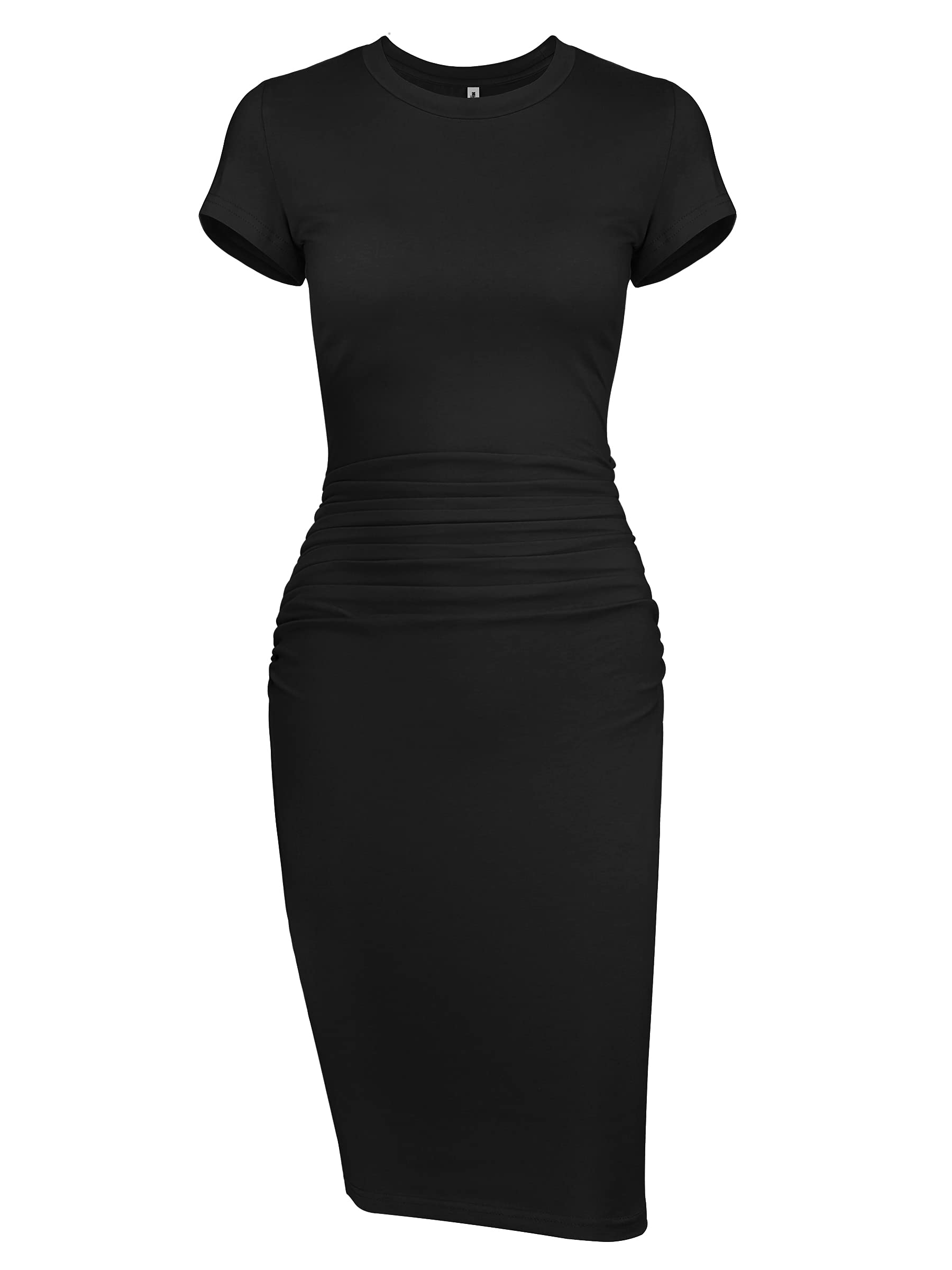Missufeintl Women's Bodycon Ruched Short Sleeve T Shirt Midi Sundress Fitted Cas