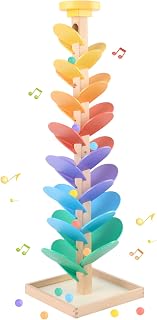 Wooden Marble Run for 4-8 Music Tree Montessori Color Sorting Toys 3-5 | Wood Music Tree Toys Marble Ball Run Boys Girls Learning Color Sorting Game Birthday Gift