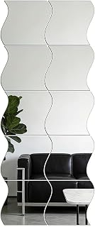 18pcs Wave Shape Acrylic Wall Mirror, Home Cosmetic Mirror, Bathroom Mirror, Shaving Mirror, Suitable for Bathroom, Gym, Dance Studio, Yoga Studio, Living Room and