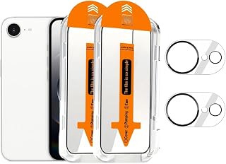 [2 Pack] iPhone 16e Tempered Glass Screen Protector with 2 Pack Camera Lens Protector, 9H Hardness, Bubble Free, Case Friendly