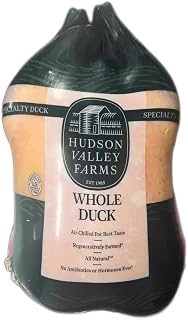 Hudson Valley Farms Whole 6 Lb Duck | Overnight Service | Gourmet Uncooked Moulard Duck | Fresh Never Frozen | Rich Flavor | Ideal for Roasting or Confit