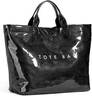 KAMEILONG Women's Large PVC Tote Bag Letters Print Handbags Paper Shoulder Bag Clear Shopping Hobo Bag