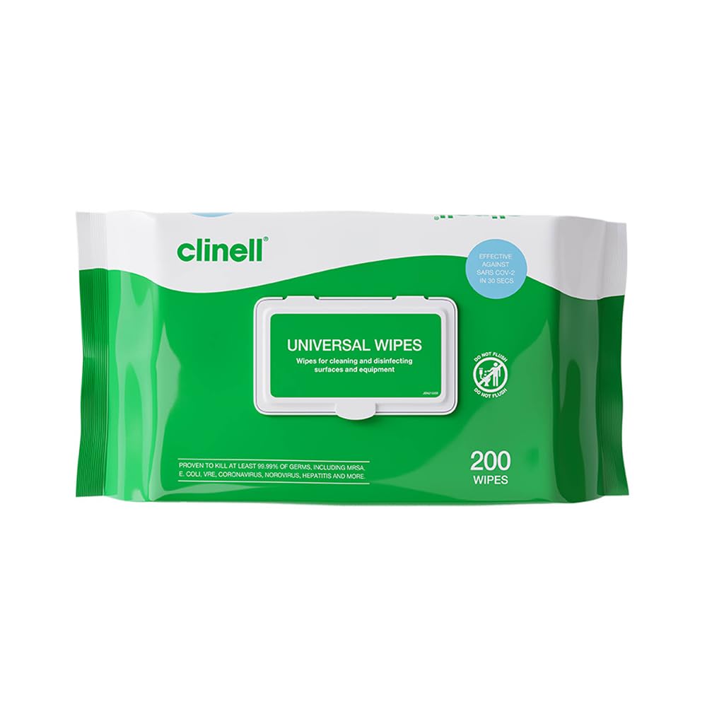 Clinell Universal Cleaning and Disinfectant Wipes for Surfaces - Pack of 200 Reg