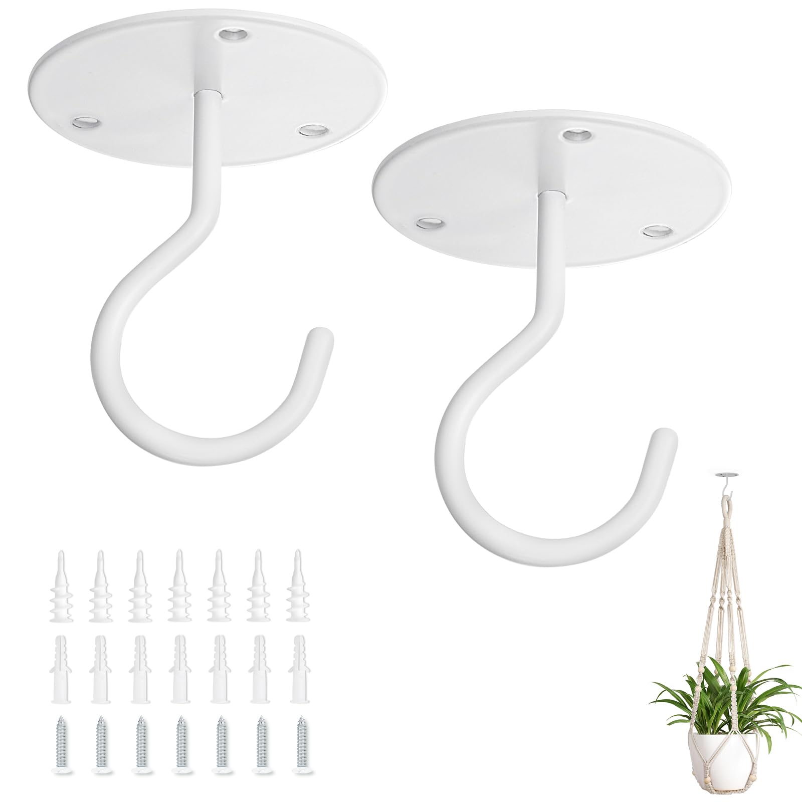 Mkono Hook Ceiling Hooks for Hanging Plants, Bird Feeders, Lanterns, Wind Chimes