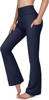 G4Free Pantalon de Yoga et Pilates Femme Bootcut à Fond Cloche avec Poches Pantalon Taille Haute Jambe Large Jegging de Sport Pantalons de survêtement décontractés Actifs