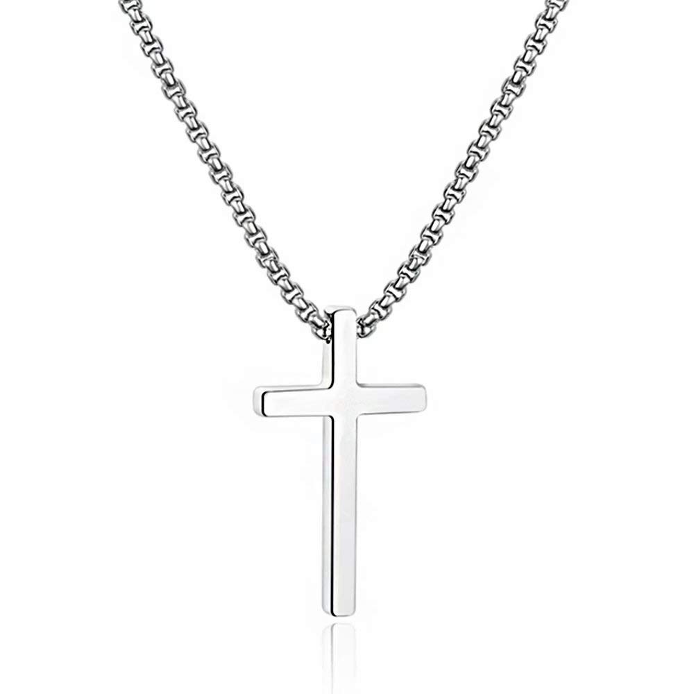 M MOOHAM Cross Necklace for Men Teen Boys 16-30 Inch | Silver Black 14K Gold Pla