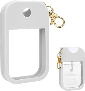 AIERSA Hand Sanitizer Spray Case Compatible with Touchland, Silicone Hand Sanitizer Case Holder with Keychain for Touch Land Mist 1FL. OZ (White)