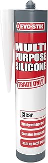 EVO-STIK Multipurpose Silicone Sealant Clear - Waterproof - Mould Resistant | Lasts Up To 25 Years - Interior and Exterior Use
