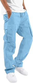 Hungson Mens Casual Hiking Jogging Athletic Cotton Cargo Pants Loose Straight Trousers