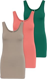 ONLY Set of 3 Tops for Women Basic Tank Tops White, Black, Grey, Blue, Cream T-Shirt Long Woman Summer T-Shirts 15201465