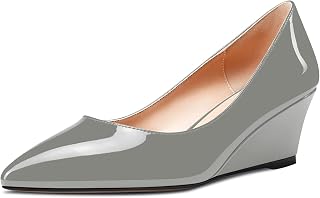 Aachcol Women's Wedge Mid Heel Pointed Heel Toe Pumps Slip-on Shoes Wedding Party 5CM