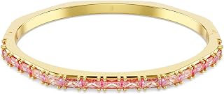 Swarovski Matrix Octagon Bangle, Baguette Cut, Clear, Pink Crystals, Rhodium and Gold-Tone Finishes