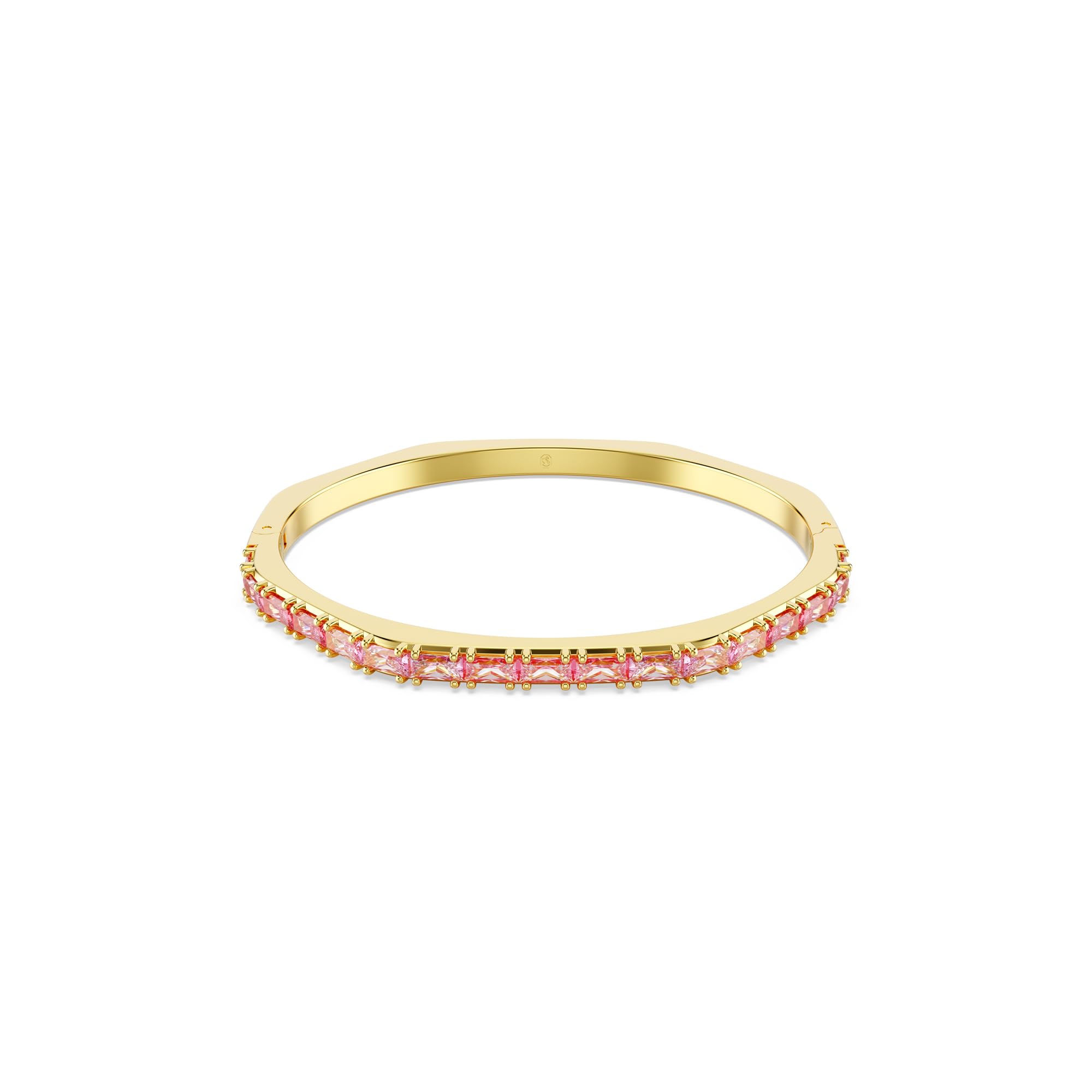 Swarovski Matrix Octagon Bangle, Baguette Cut, Clear, Pink Crystals, Rhodium and
