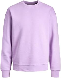 JACK & JONES Basic Round Neck Sweatshirt - Solid Long Sleeve Pullover JJEBRADLEY.