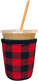 Manicotto in neoprene per caffè ghiacciato Java – Manicotto isolante per bevande fredde, portabicchieri in neoprene – compatibile con Starbucks & McDonald's Coffee – Piccolo Buffalo Plaid