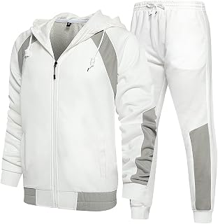 MANTORS Men's Hooded Athletic Tracksuit Casual 2 Pieces Suits Color Block Hoodies and Sweatpants Set