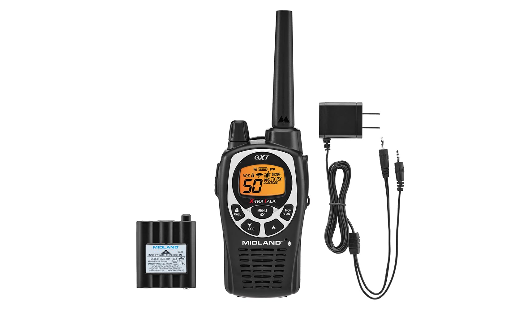 Midland GXT1000X3VP4 GMRS Two-Way Radios with Headsets, Black, 3 Pack | 50 Chann