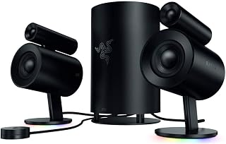 Razer Nommo Pro - 2.1 Gaming Speaker Systen THX Certified Premium Audio (Dolby Virtual Surround Sound, LED Illuminated Control Pod, Downward Firing Subwoofer, Powered Chroma) Black