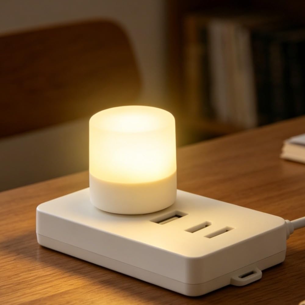 Portable Mini LED Night Lamp with USB Plug Compatible with Mobile Power Bank Cha