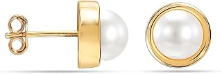 LeCalla Women's 925 Sterling Silver Pearl Earrings | 14K Gold-Plated Pearl Stud Earring Jewelry Gifts for Women