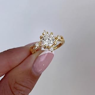1Pcs Geometric Sparkling Snowflake CZ Ring for Women, Exquisite Lightweight Luxury Rings for Women Fine Jewelry Gifts for Engagement Wedding Banquet Anniversary