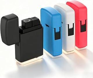 4 Pack Mini Lighter Refillable Butane Lighters, Reliable and Safe Pocket Lighters for Candle Camping Fireplace Party BBQ Grill, Assorted Colors (Fuel Not Included)