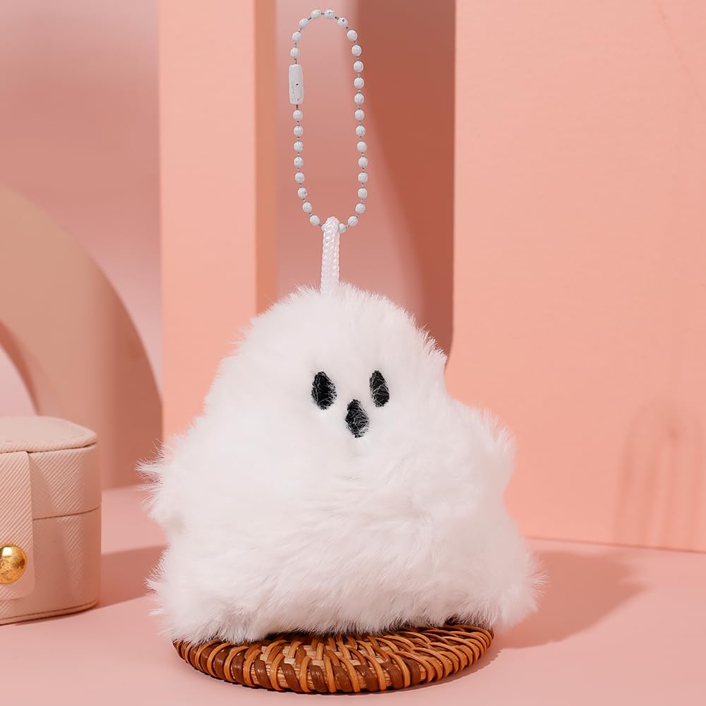 1 x White Ghost Cartoon Cute Plush Keychain Keychain Decoration Bag Backpack Han