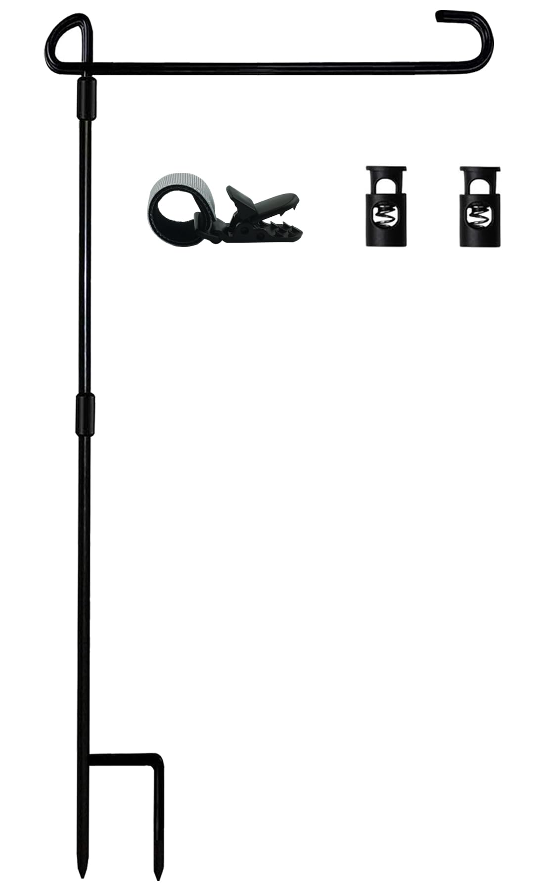 Garden Flag Stand-Holder-Pole with Flag Stopper and Clip Waterproof Powder-Coate