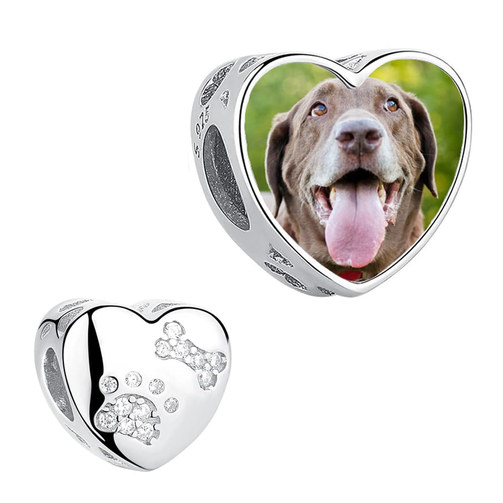 Personalised 925 Sterling Silver Photo Bead Charm for European Bracelets