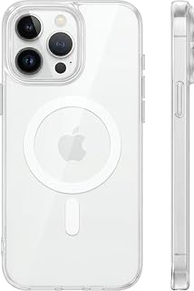 TORRAS Magnetic Shockproof for iPhone 15 Pro Case, [Military-Grade Drop Tested][Compatible with MagSafe] Clear Hard PC Back with Silicone Slim Protective Cover Anti-Fingerprint, Clear