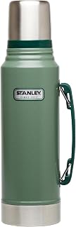 STANLEY Heritage Classic Vacuum 1.1 qt Bottle with Handle, Hammertone Green | Insulated Stainless Steel Thermal Bottle | Wide Mouth with Leakproof Cup Lid | Thermos Keeps Liquids Hot or Cold | BPA-Free