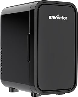 Enventor Mini Fridge 6 Litre/ 8 Can, Portable Cooler and Warmer, AC+12V DC | Small Fridge for Bedrooms, Car, Skincare, Fruit and Drinks, Black