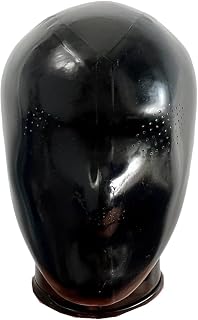 GREEFEI Black Latex Micropores Hood Mask,Handmade Rubber Masks with Back Zipper Suitable Latex Lovers