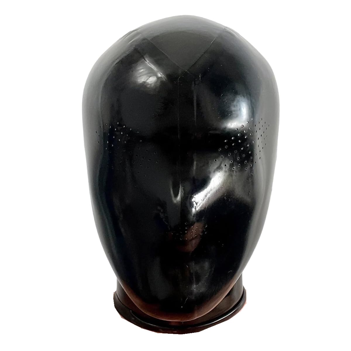 GREEFEI Black Latex Micropores Hood Mask,Handmade Rubber Masks with Back Zipper 