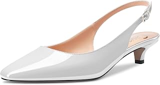Castamere Women's Low Stiletto Kittens Heel Closed Heel Square Toe Slingback Pumps Slip-on 3.5 cm Heels Sandals Dress Cute Shoes