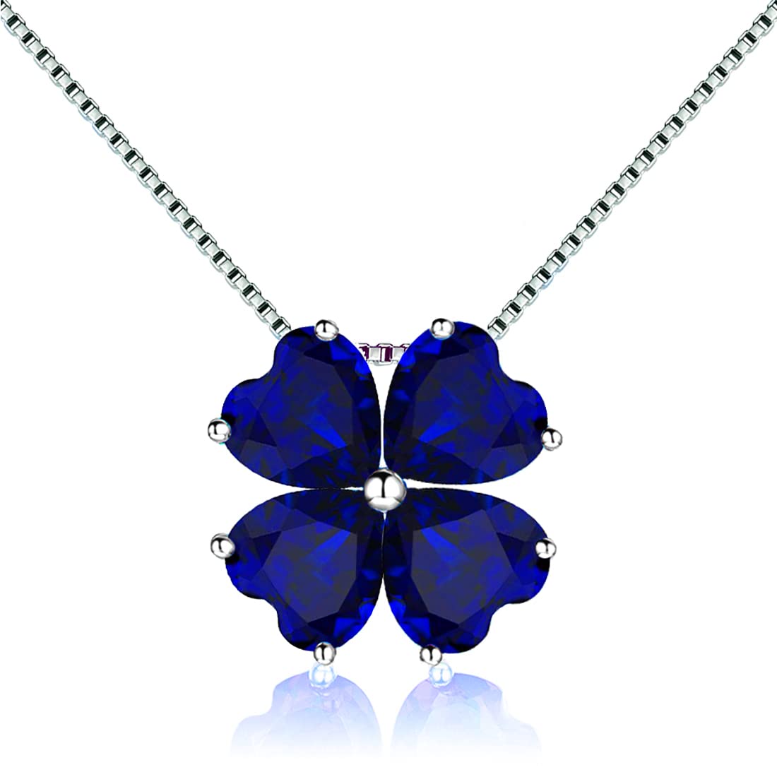 JIANGXIN Women's Silver 925 Heart Natural Stone Necklace Pendant with Birthstone